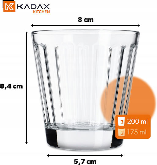 Kadax Σετ Ποτήρια Νερού από Γυαλί 175ml 4τμχ