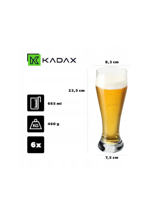 Kadax Set Gläser Bier, μπίρας / Wasser aus Glas 665ml 6Stück