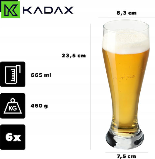 Kadax Комплект Чаши за Бира / за Вода 665мл 6бр