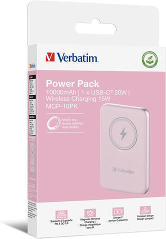 Verbatim Charge 'n' Go MagSafe Power Bank 10000mAh με Θύρα USB-C Power Delivery Ροζ