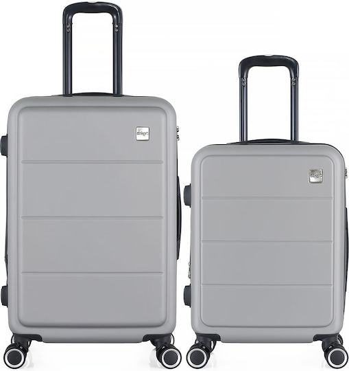 Ankor Travel Suitcases Hard Silver with 4 Wheels