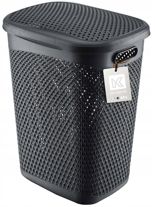 Kadax Wäschekorb Kunststoff 55lt mit Deckel Grau
