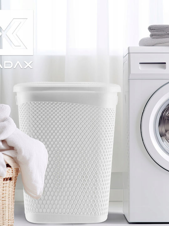 Kadax Кош За Пране Пластмасов 55л С Капак Бял
