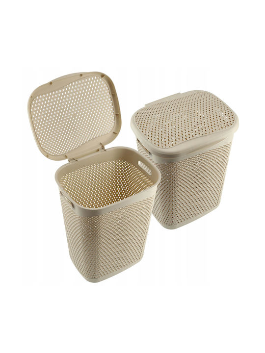 Kadax Coș De Rufe Din Plastic 55 L Cu Capac Bej