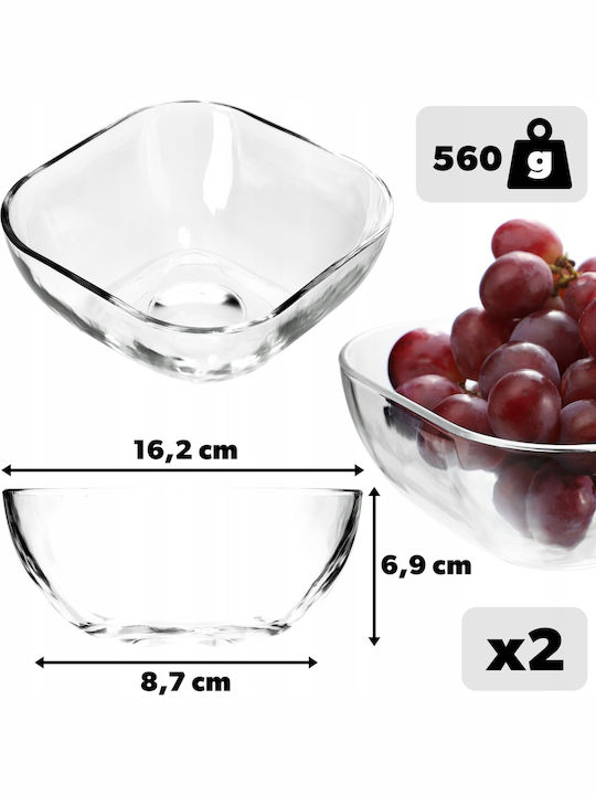 Kadax Salatieră Sticlă Transparentă 16x16cm 2buc