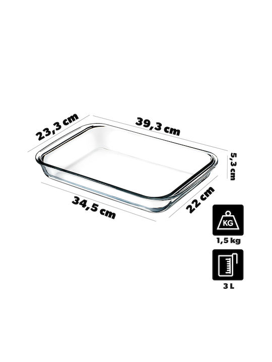 Kadax Ορθογώνιο Πυρίμαχο Σκεύος Γυάλινο 39x23cm