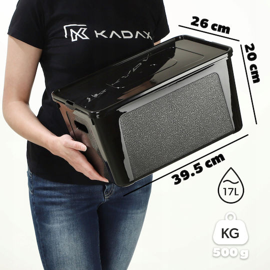 Kadax Пластмаса Кутия за съхранение с капак Черен 17лт 1бр