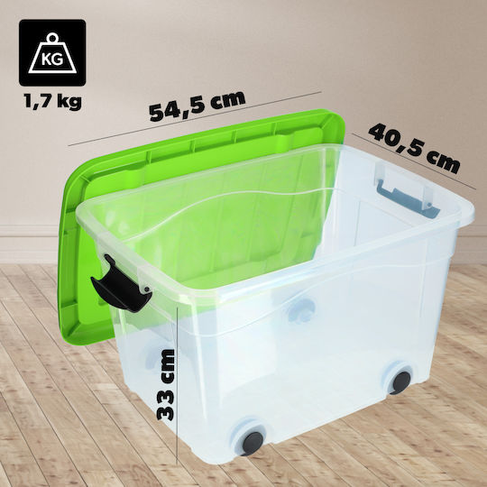 Kadax Cutie De Depozitare Din Plastic Cu Roți Și Capac 40lt