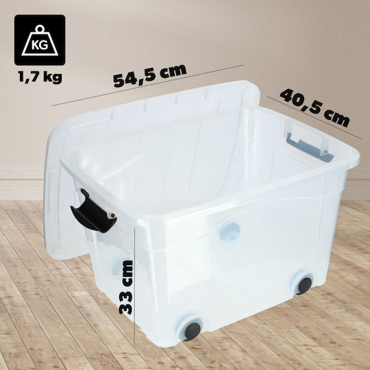 Kadax Kunststoff Aufbewahrungsbox mit Rollen und Deckel Transparent 40Es 1Stück