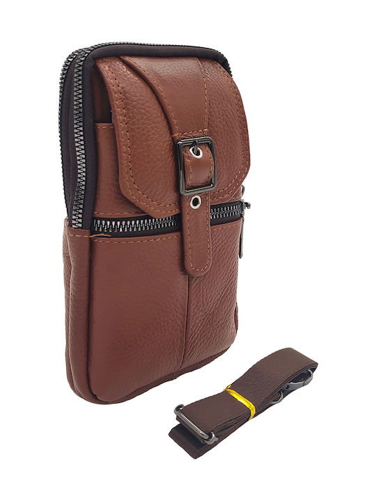 Geantă Bărbătească de Umăr / Tip Crossbody din Piele Maro