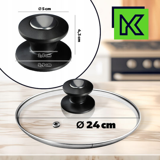 Kadax Καπάκι για Τηγάνι και Κατσαρόλα Γυάλινο 24cm 30784