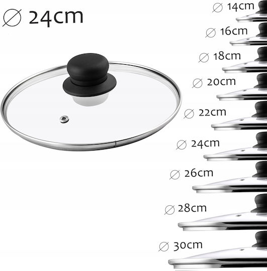 Kadax Καπάκι για Τηγάνι και Κατσαρόλα Γυάλινο 24cm 26788