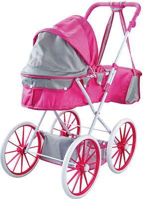 Doll Stroller Metal Frame Large Wheels Pink Bag