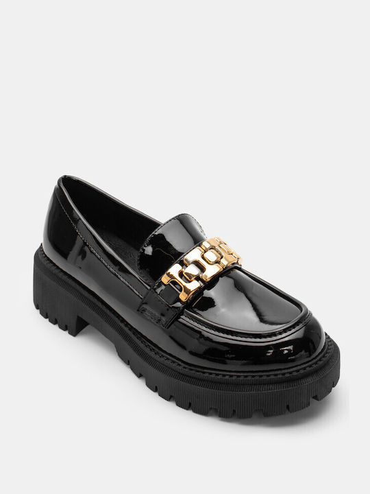 Moccasins Decorative Chain 4309959-black-patent leather