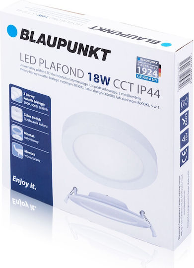 LED таванна лампа Blaupunkt 18W 6-в-1 IP44 превключвател на цвета на светлината