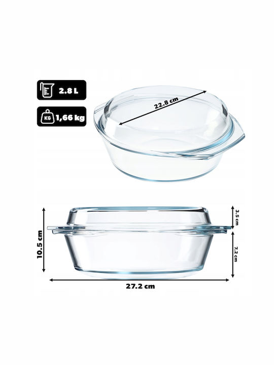 Kadax Oală Rotundă de Sticlă 2.8lt 1buc