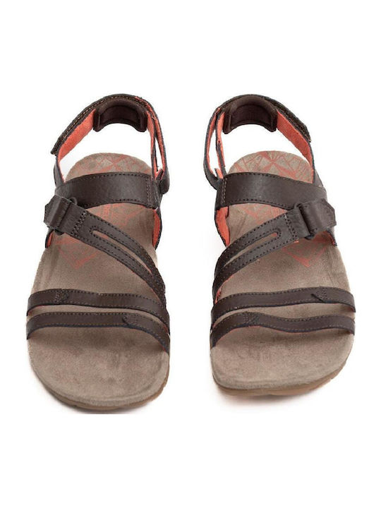 Sandspur Leather Women's Flat Sandals Anatomic Sporty Espresso / Coral