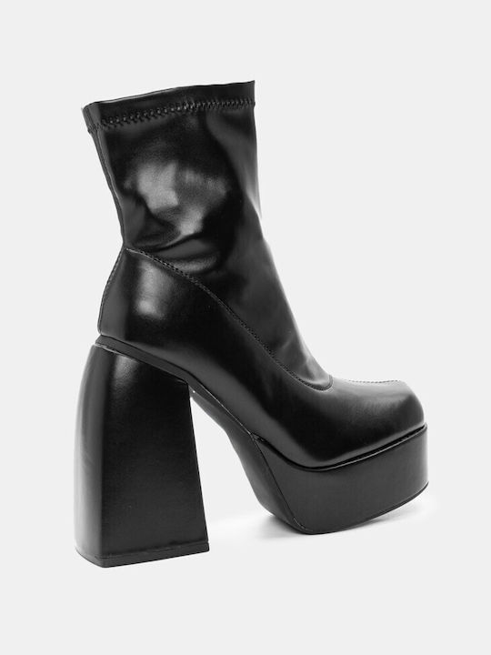 Botine cu Platformă cu Cusături 4307901-negru