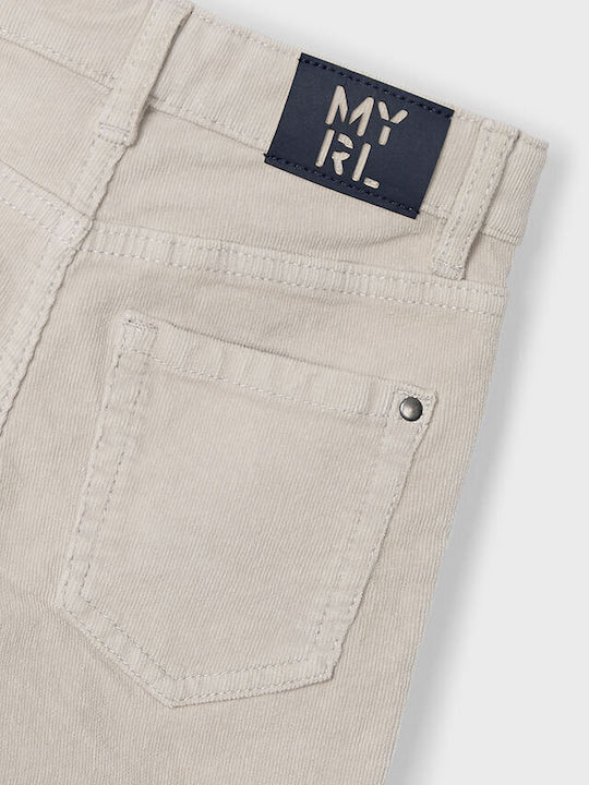 Mayoral Kids Corduroy Trousers Beige Slim Fit