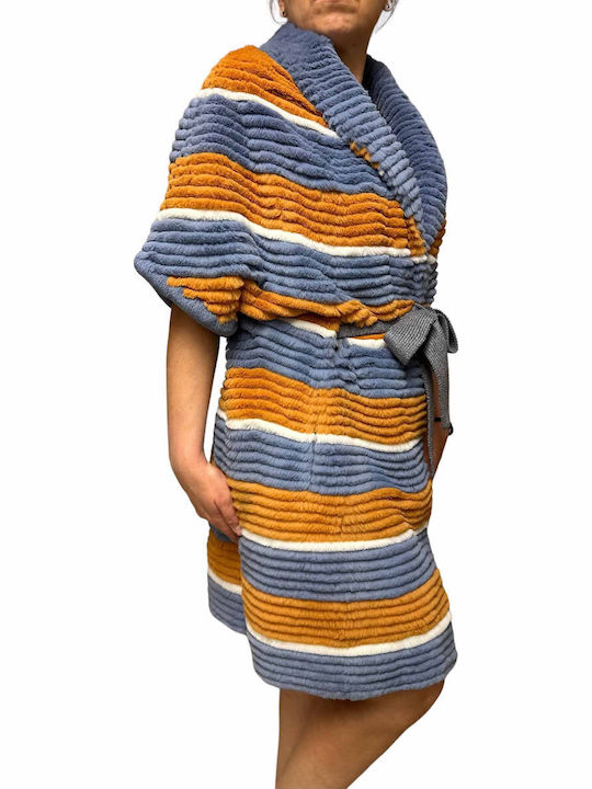 Frauen Pelz Blue-Orange