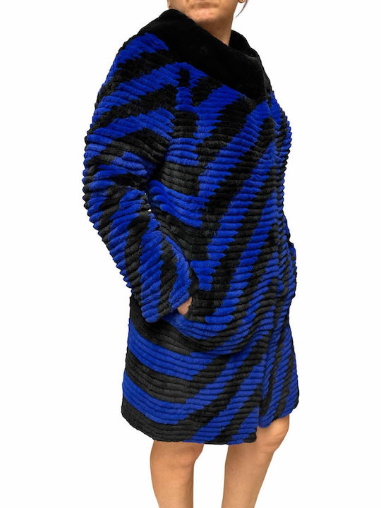 Women's Short Fur Black-blue