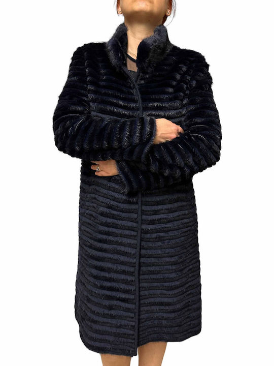 Frauen Pelz Black-Dark Blue