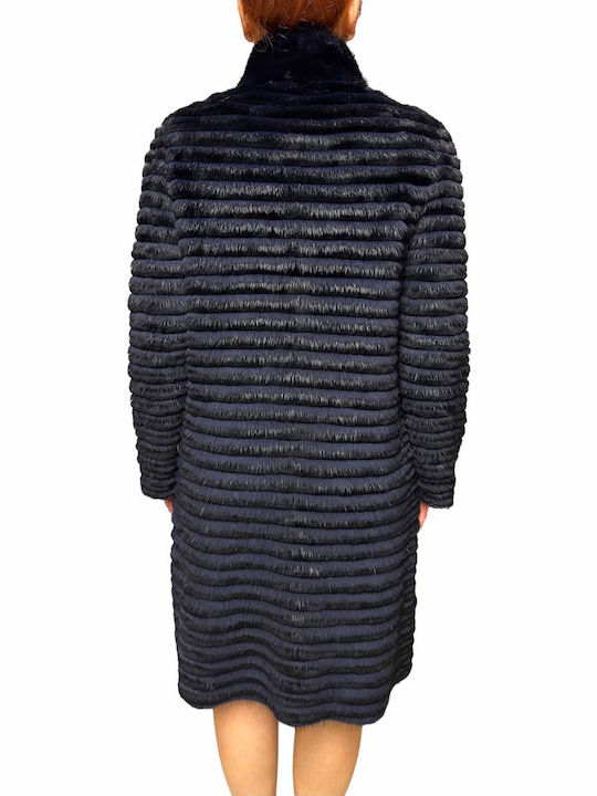 Frauen Pelz Black-Dark Blue
