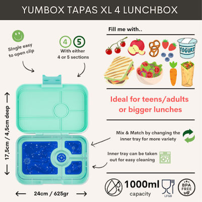 Yumbox Plastic Kids' Food Container Bali Aqua Zodiac