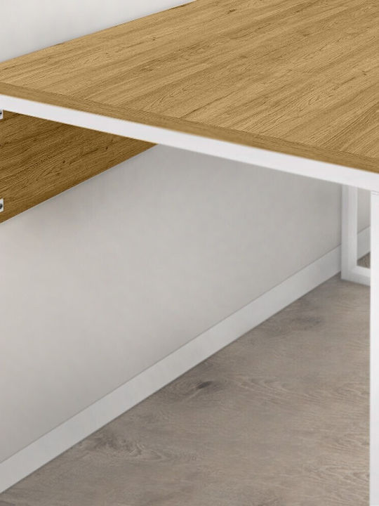 Γραφείο Inna Ξύλινο Sapphire Oak/λευκό με Μεταλλικά Πόδια 100x60x75εκ.