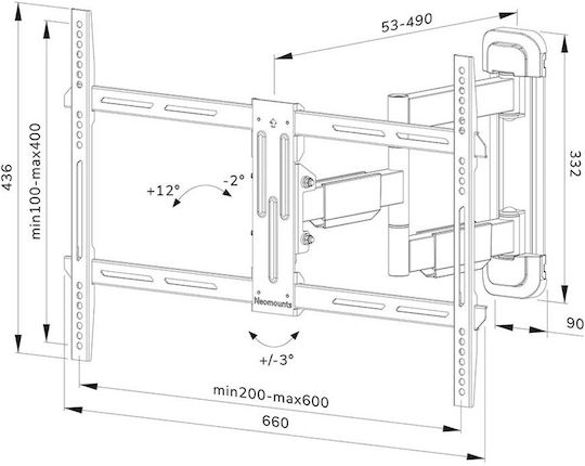 Neomounts WL40-550BL16 Βάση Τηλεόρασης Τοίχου με Βραχίονα έως 65" και 40kg