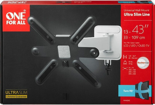 One For All Turn TV Wall Mount Βάση Τηλεόρασης Τοίχου με Βραχίονα έως 43" και 25kg