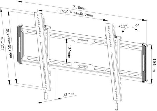 Neomounts WL35-550BL16 Βάση Τηλεόρασης Τοίχου έως 75" και 70kg