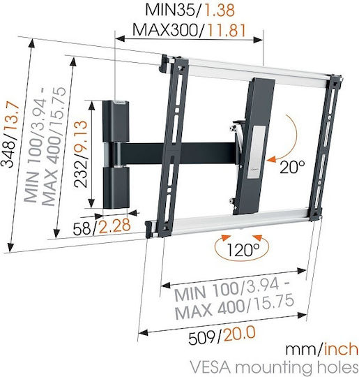 Vogel's THIN 425 8394250 Wandhalterung für Fernseher mit Arm bis 55" und 18kg