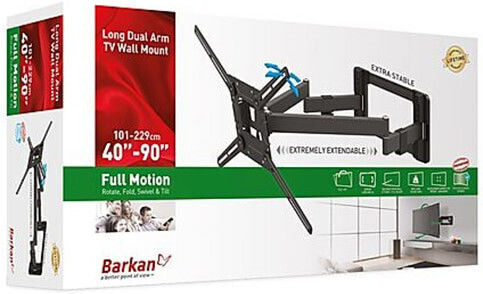 Barkan BM464L Βάση Τηλεόρασης Τοίχου με Βραχίονα έως 90" και 60kg Μαύρο