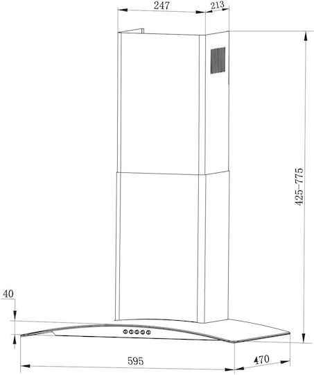 Berdsen Απορροφητήρας Καμινάδα 59.5cm Inox
