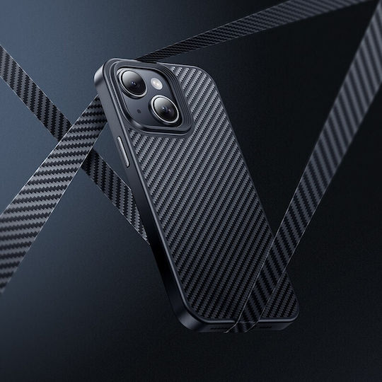 As7 Kevlar Slim Umschlag Rückseite Aramid Fiber Schwarz (iPhone 15 Plus / 16 Plus)