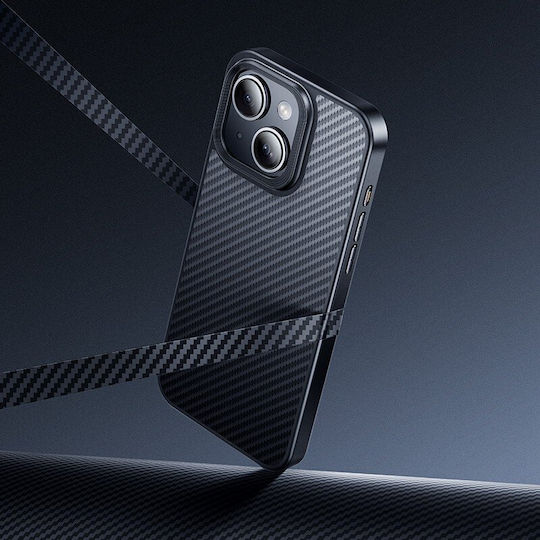 As7 Kevlar Slim Umschlag Rückseite Aramid Fiber Schwarz (iPhone 15 Plus / 16 Plus)