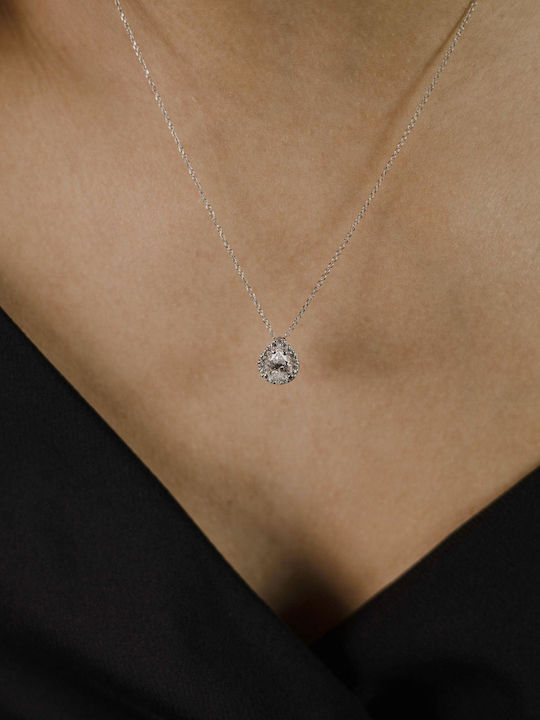 Themelidis Jewels Rosette from White gold 14K with Zircon