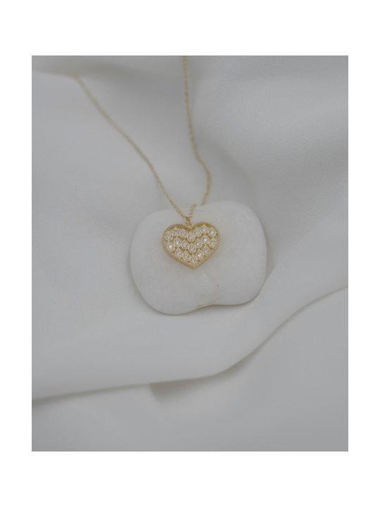 Themelidis Jewels Necklace with design Heart from Gold 9 K with Zircon