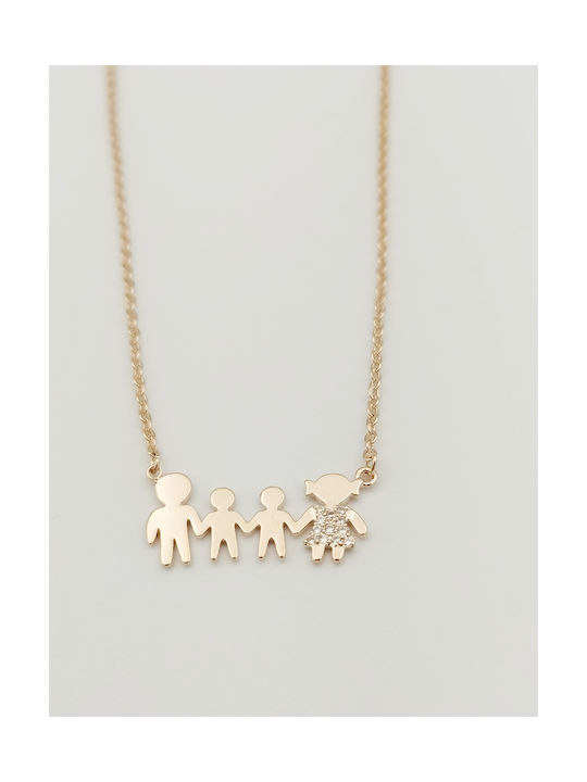 Necklace Family from Pink Gold Plated Steel