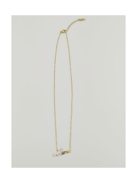 Necklace Mum from Gold Plated Steel with Zircon