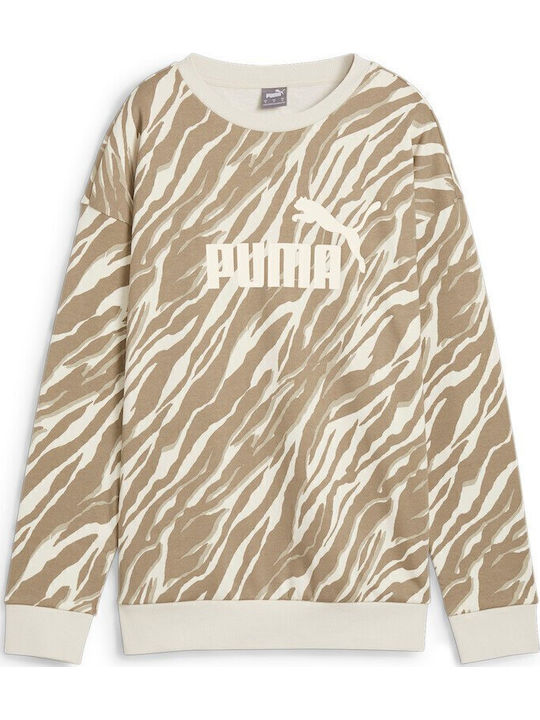 Long Women's Sweatshirt Hooded Beige