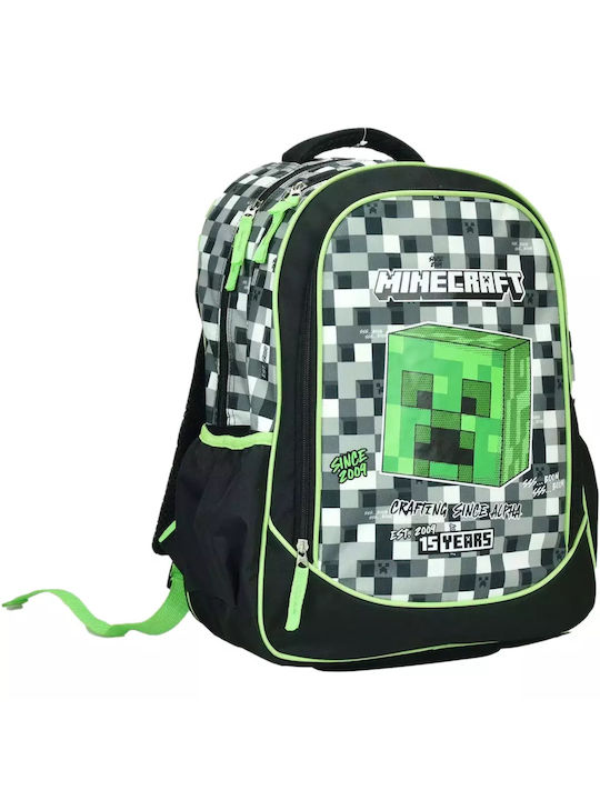 Gim Elementary School Backpack Oval Minecraft Grey Stone 316-01031