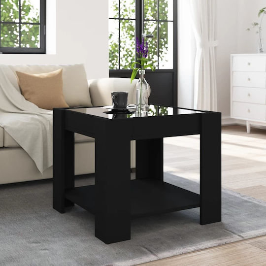 Masă de cafea LED neagră 53x53x45 cm lemn compozit 847540 neagră