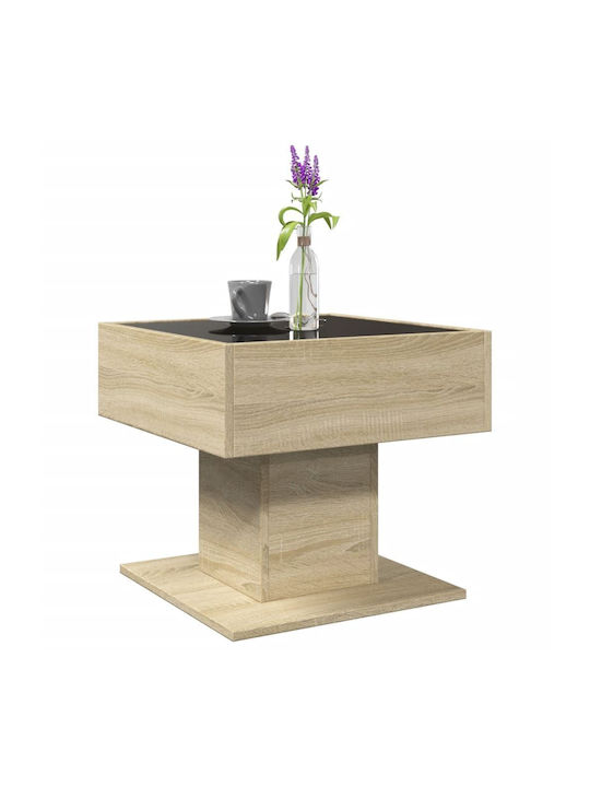 LED Coffee Table Oak 50x50x45 cm Processed Wood Brown 50 x 50 x 45 cm