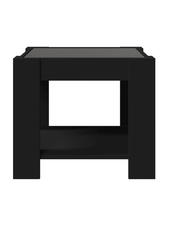 Τραπεζάκι Σαλονιού Led Μαύρο 53x53x45 Εκ Επεξεργασμένο Ξύλο 847540 Μαύρο