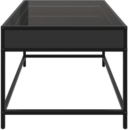 Masa De Cafea Centrală Rectangulară Din Sticlă Neagră L70xL50xÎ41cm