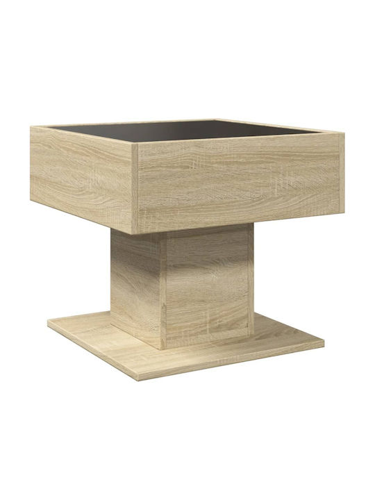LED Coffee Table Oak 50x50x45 cm Processed Wood Brown 50 x 50 x 45 cm