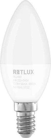 Retlux Λάμπα LED 8W για Ντουί E14 και Σχήμα C37 Φυσικό Λευκό 720lm