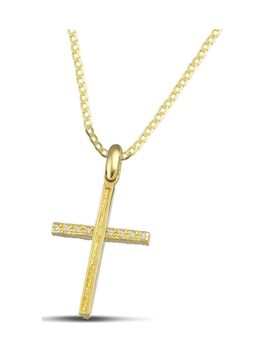 Themelidis Jewels Γυναικείος Χρυσός Σταυρός 14Κ Διπλής Όψης χωρίς Αλυσίδα